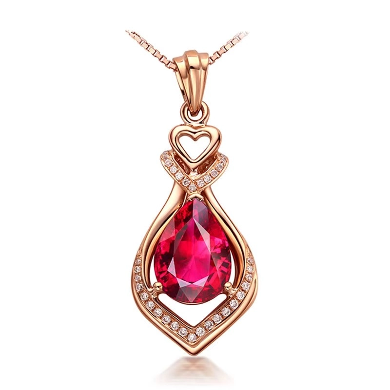 OFERTA! COLLAR CON RUBI DE 3KT BAÑO ORO ROSA 18KTJR - 1