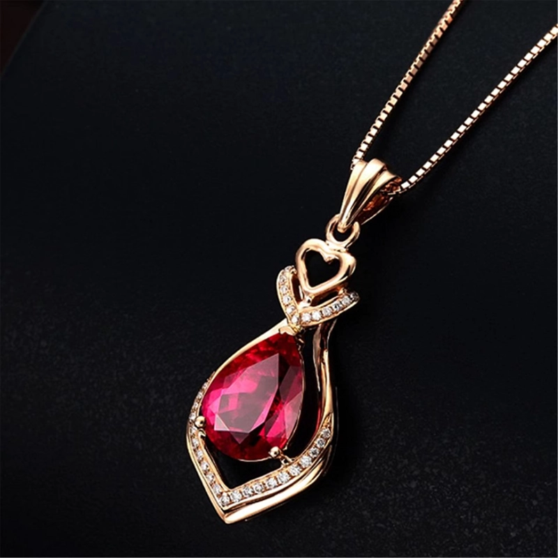 OFERTA! COLLAR CON RUBI DE 3KT BAÑO ORO ROSA 18KTJR - 2