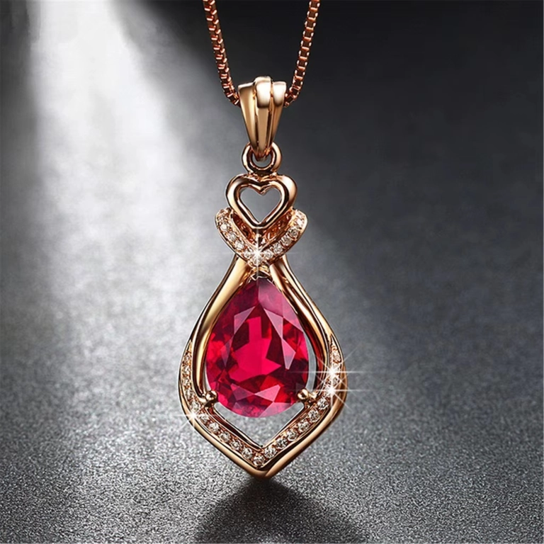 OFERTA! COLLAR CON RUBI DE 3KT BAÑO ORO ROSA 18KTJR - 3