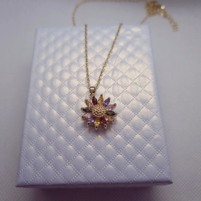 COLLAR FLOR GIRASOL MARAVILLA ORO 18KT CRISTAL 2505JR - 2