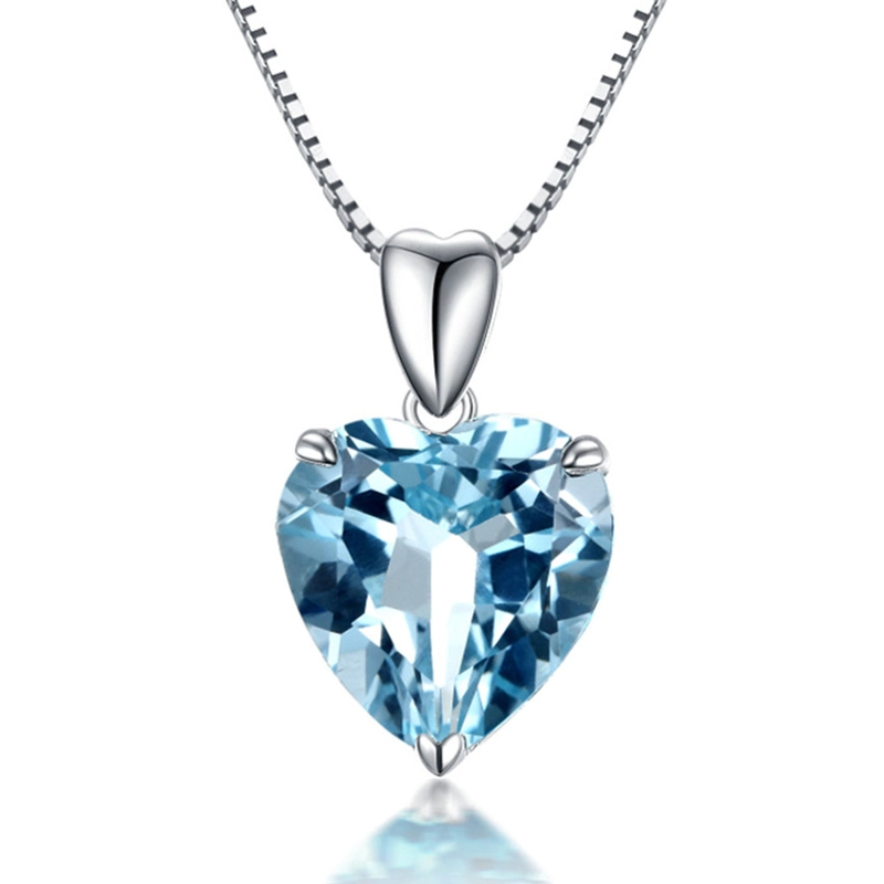 COLLAR CORAZON TOPACIO AZUL DE CRISTAL PLATA  925 1701EJR