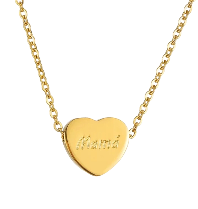 COLLAR CORAZON MAMA BAÑO ORO 18KT DIA DE LA MADREJR - 1