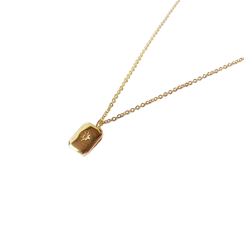 CYBER OFF! COLLAR RECTANGULAR CON DIAMANTE ORO 18K - 1003OJR - 1