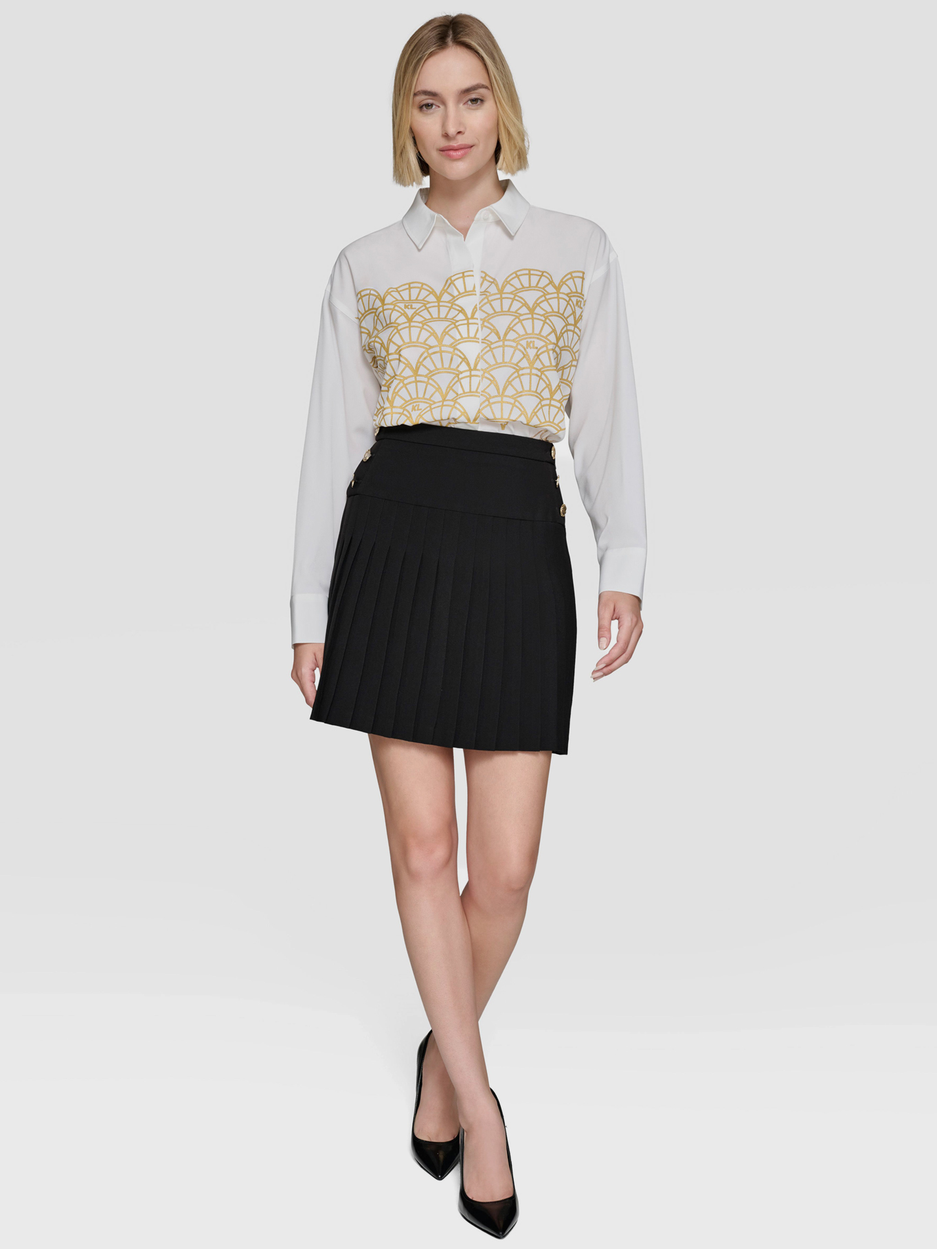 CAMISA BRILLANTE CON LENTEJUELAS Y DISEÑO DE ABANICO - 1