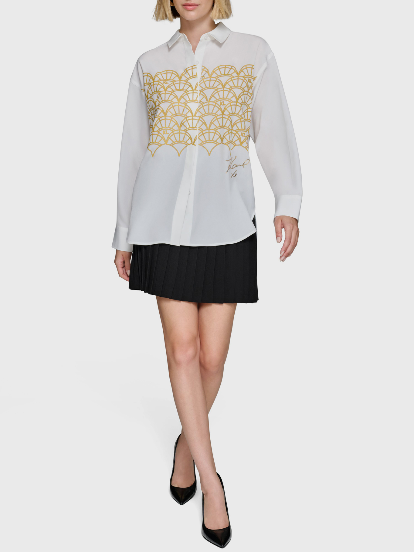 CAMISA BRILLANTE CON LENTEJUELAS Y DISEÑO DE ABANICO - 4
