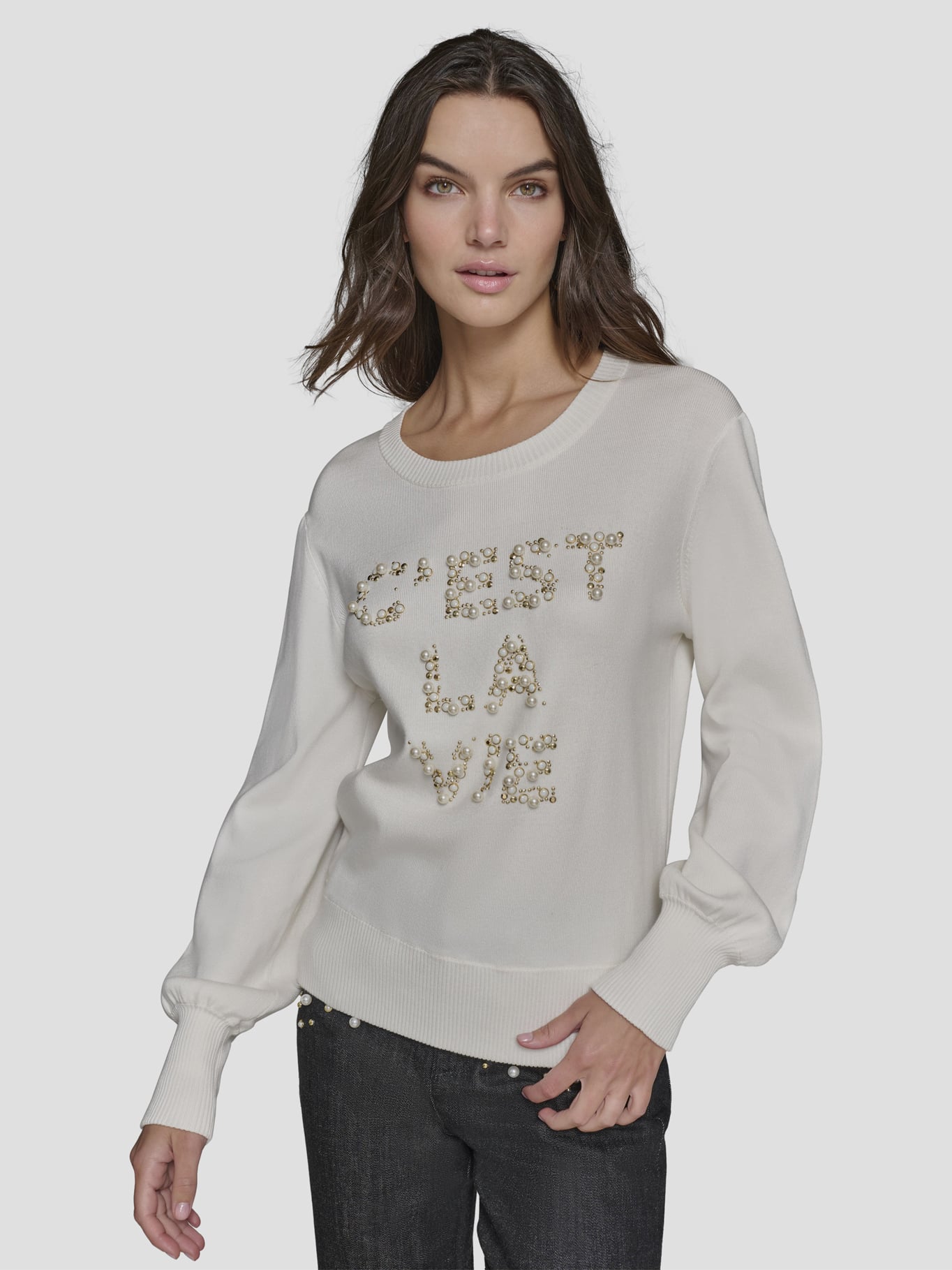 SWEATER CON ADORNO DE PERLAS - 1
