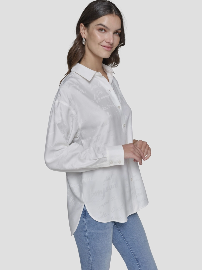 CAMISA OVERZISE CON ESTAMPADO TONAL - 4