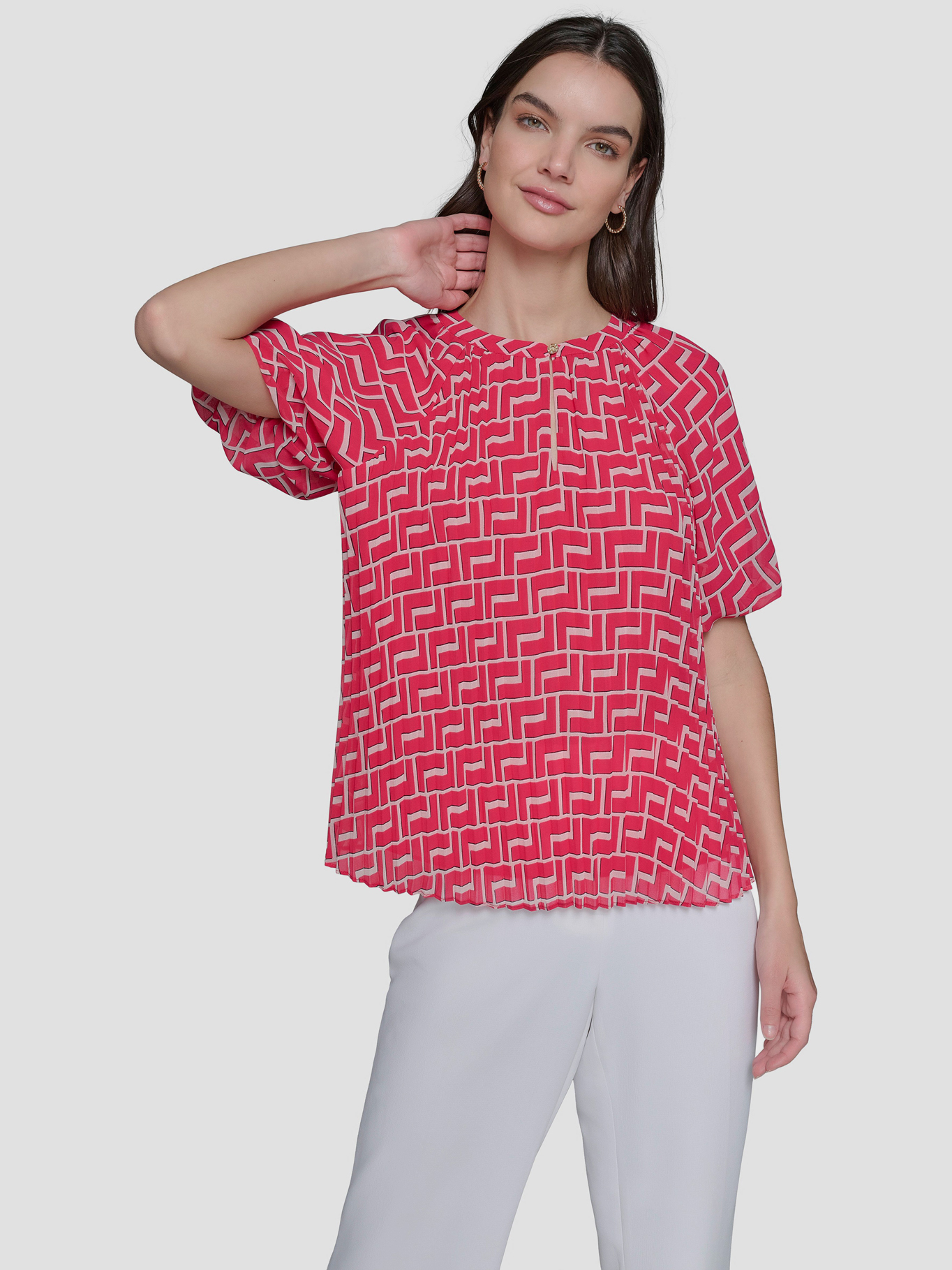 BLUSA CHIFFON CON PLIEGUES - 1