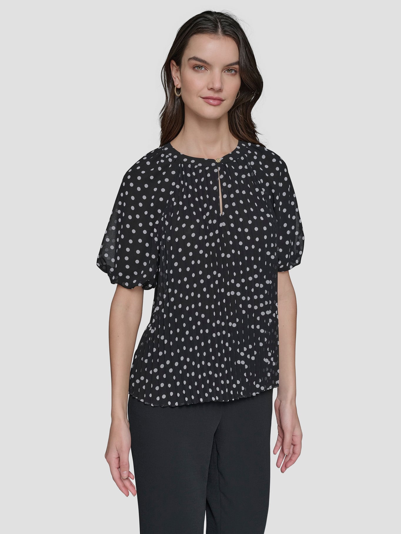 BLUSA CHIFFON CON PLIEGUES - 1
