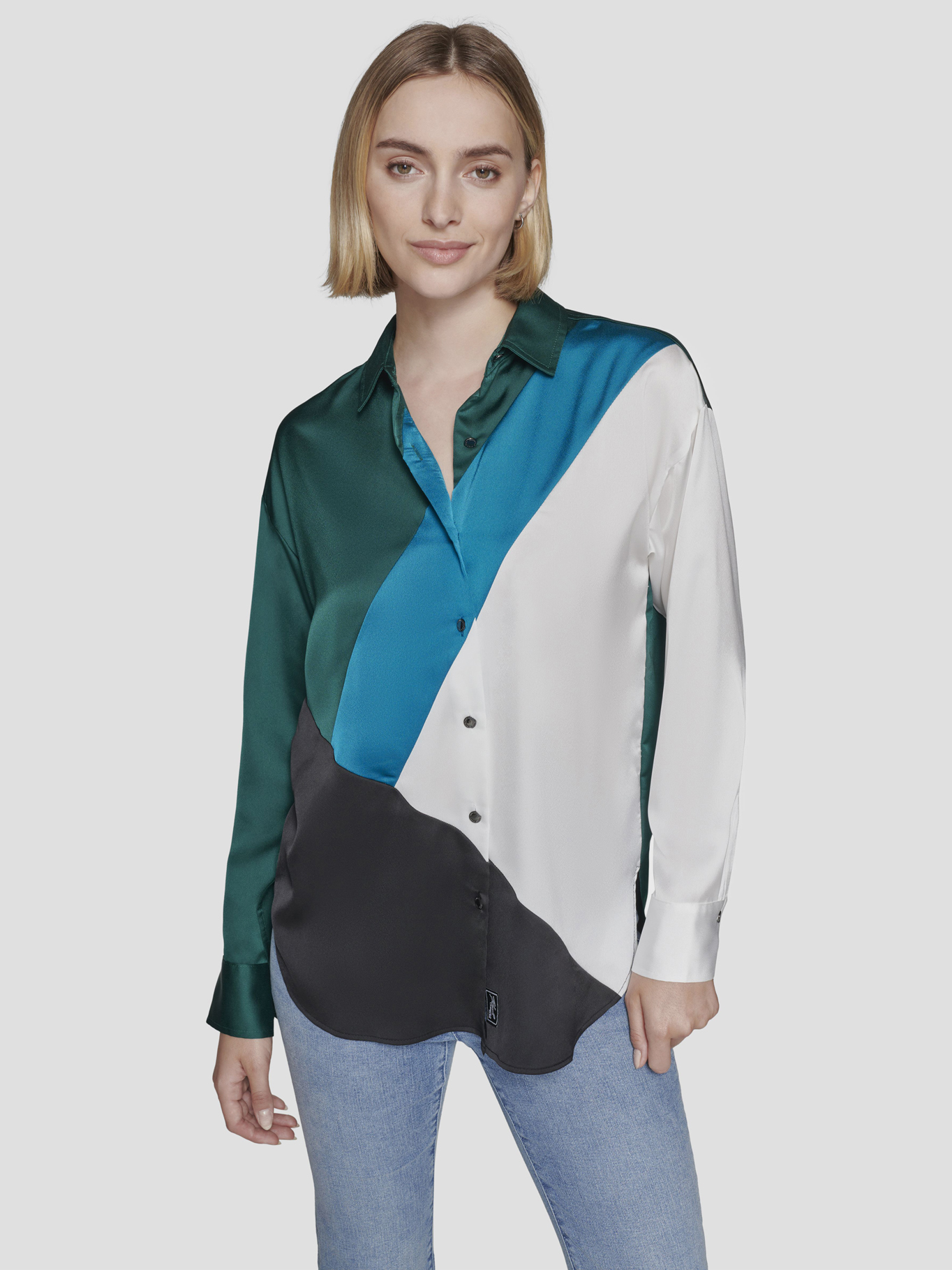 CAMISA CON DISEÑO DE BLOQUE DE COLOR - 1