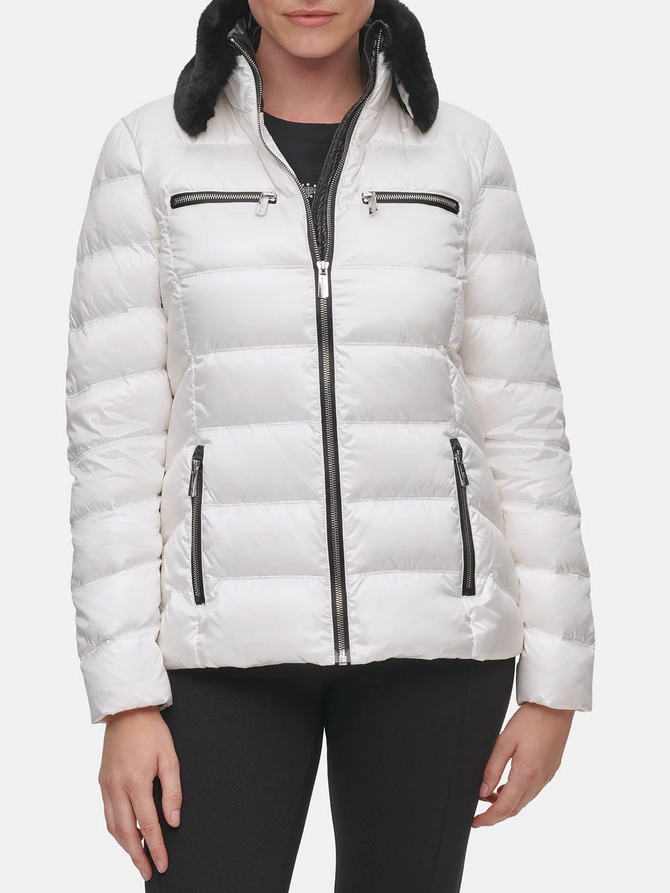 PARKA CON CUELLO DE CUERO SINTE TICO - 1