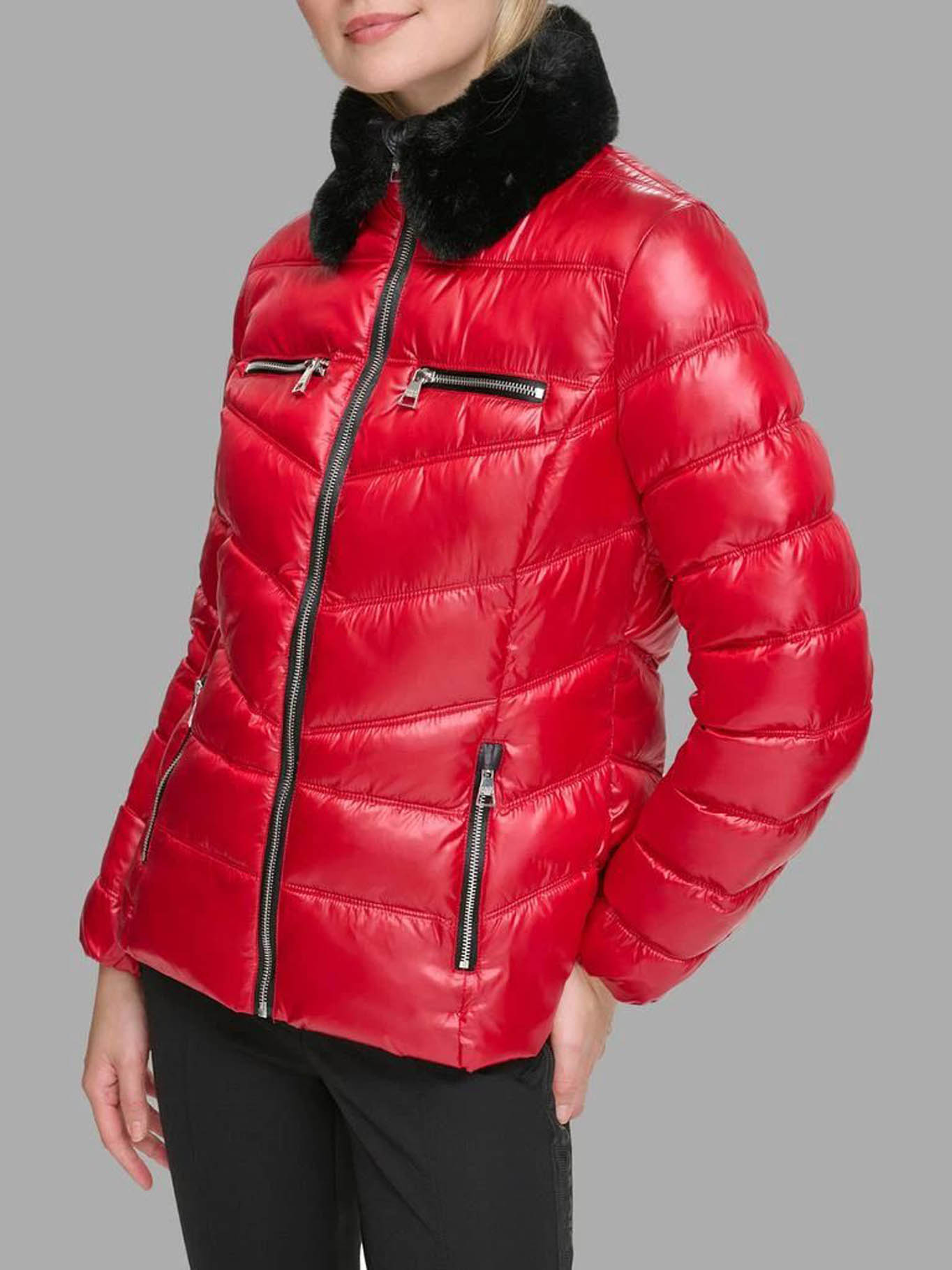 PARKA CON CUELLO DE CUERO SINTE TICO - 4