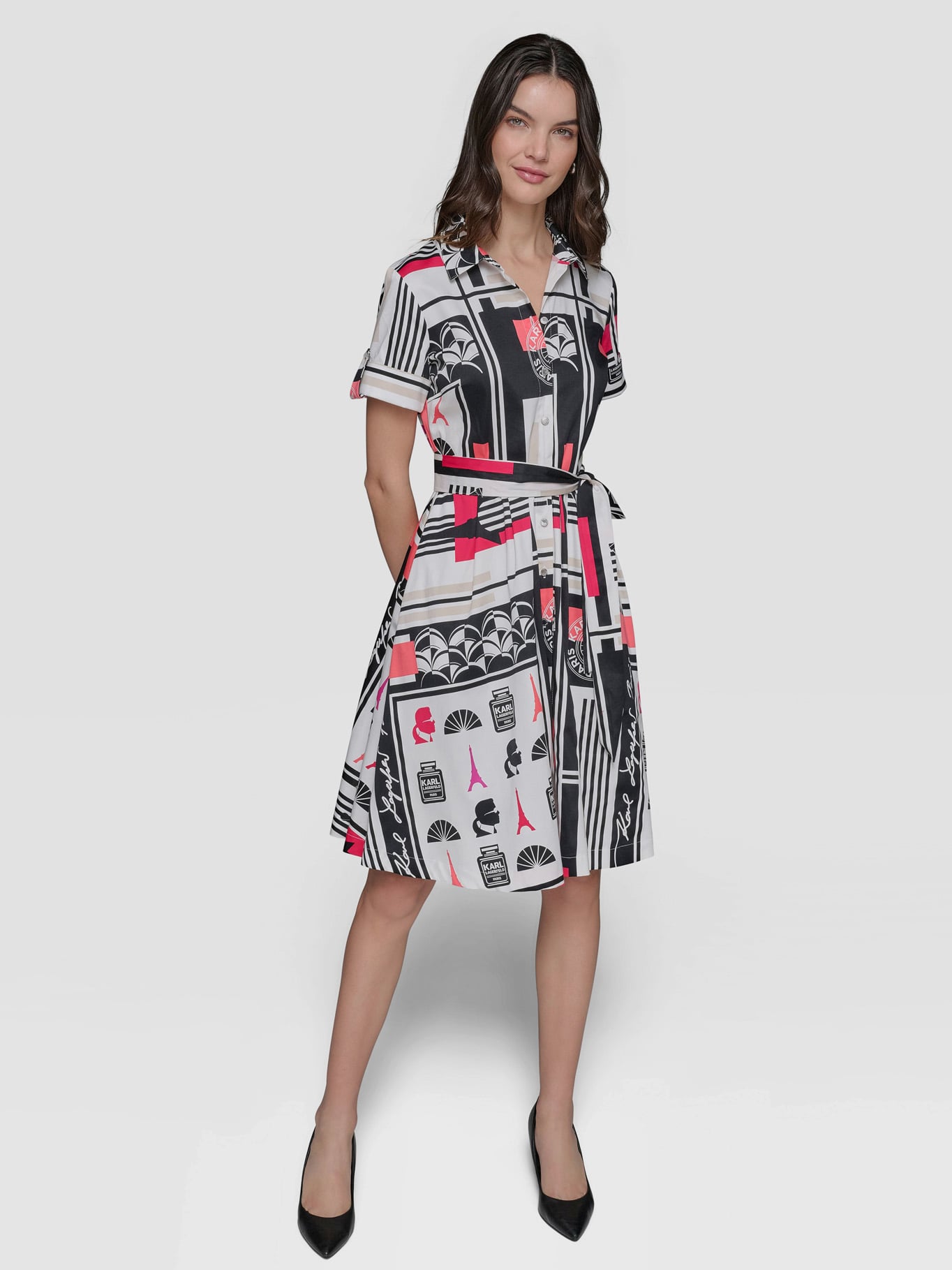 VESTIDO ESTAMPADO DE MANGAS CORTAS - 2