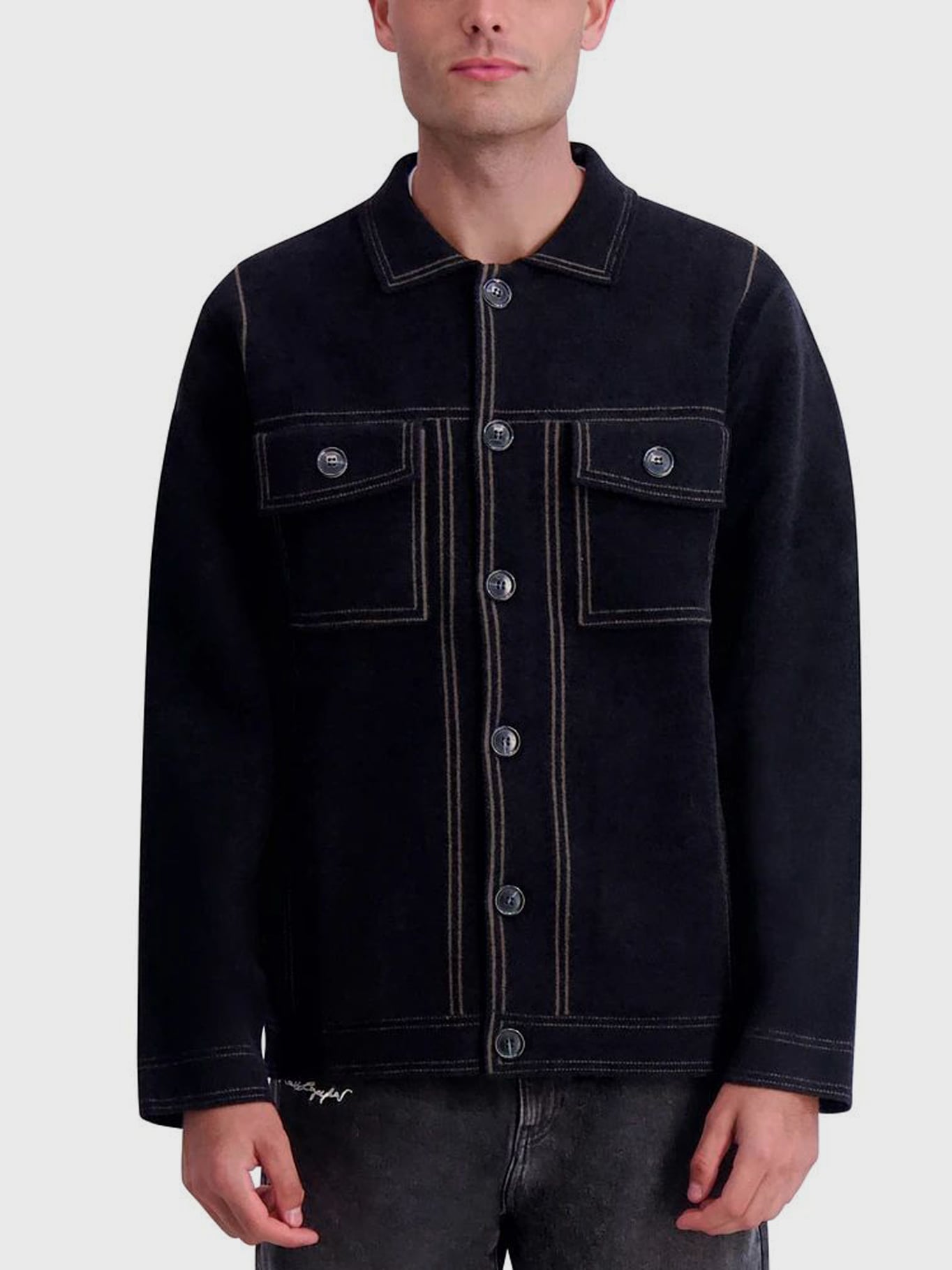 CHAQUETA DE PUNTO CON RIBETES EN CONTRASTE - 1