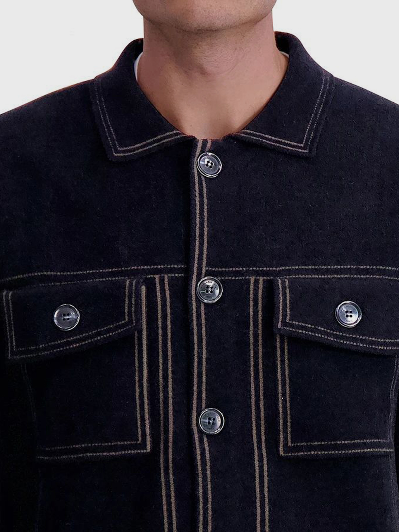 CHAQUETA DE PUNTO CON RIBETES EN CONTRASTE - 5