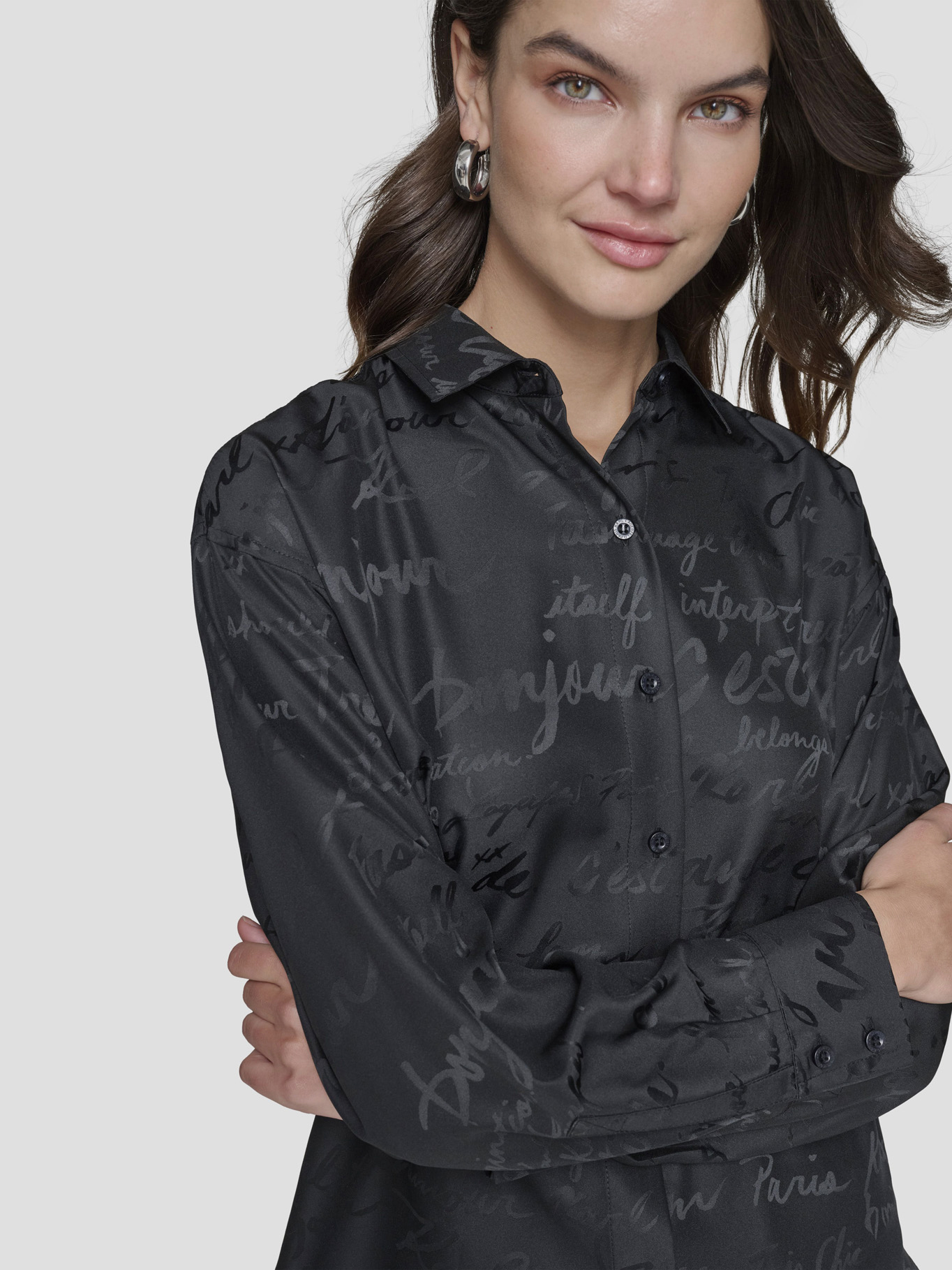 CAMISA OVERZISE CON ESTAMPADO TONAL - 5