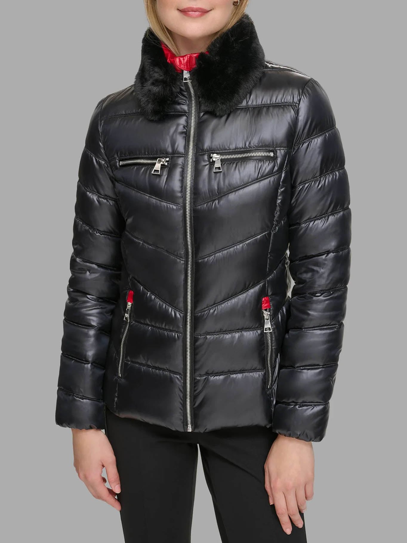 PARKA CON CUELLO DE CUERO SINTE TICO - 5
