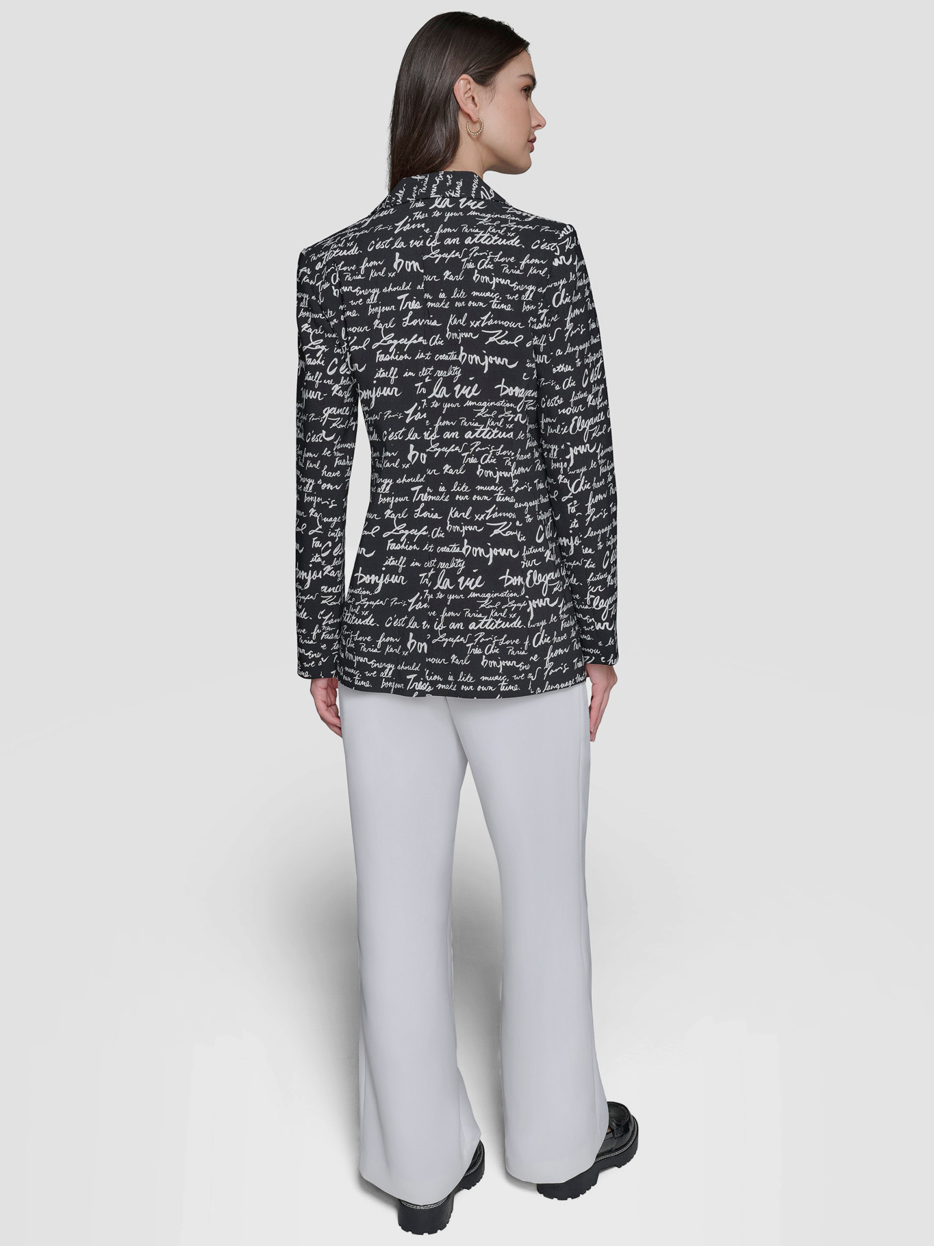 BLAZER CON ESTAMPADO DE TEXTO TEJIDO - 4