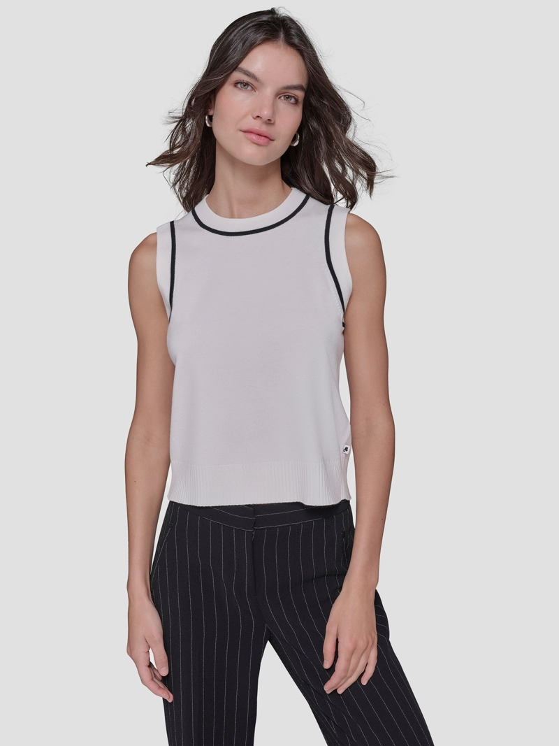 SWEATER SIN MANGAS CON CUELLO REDONDO - 1