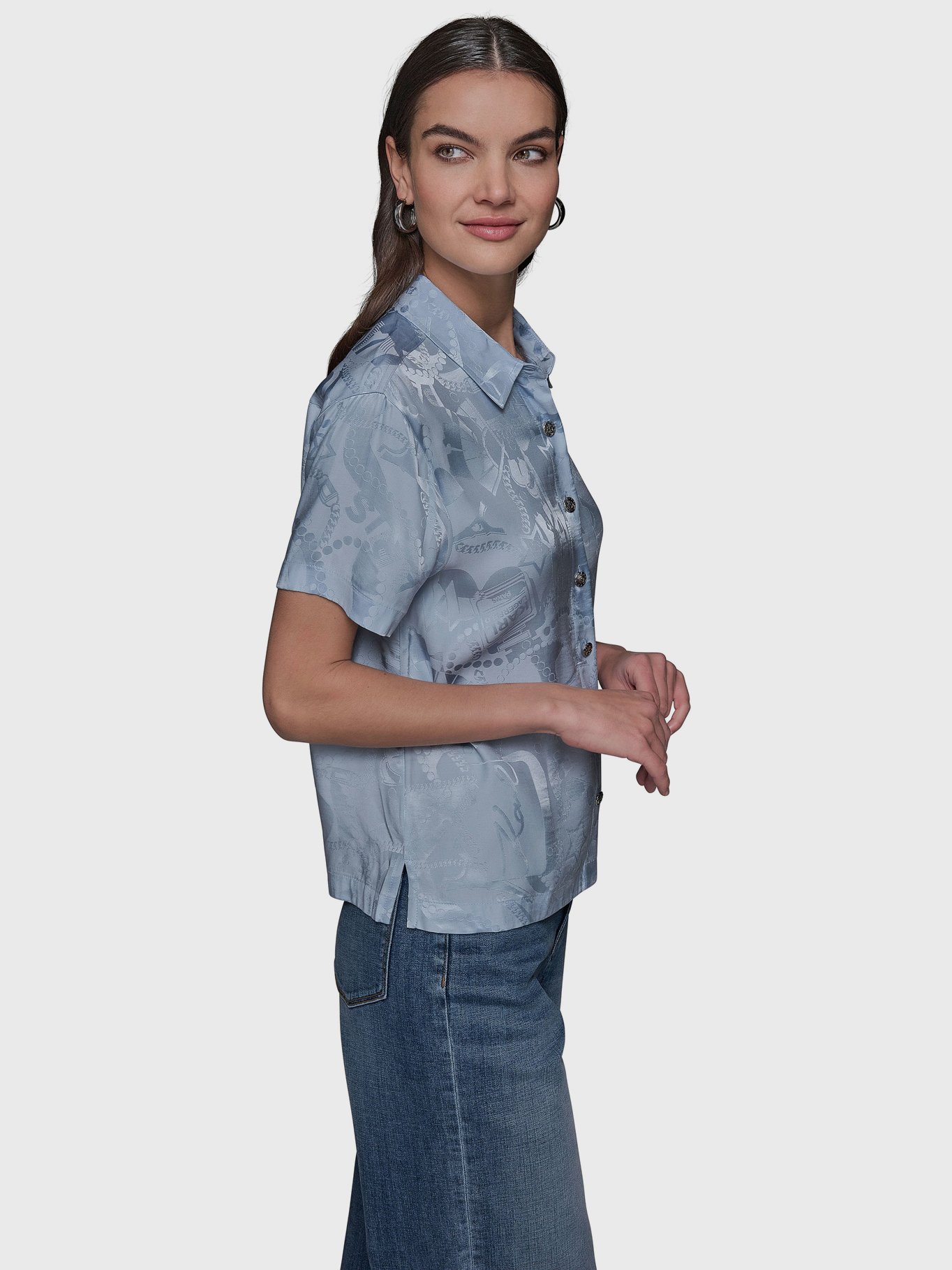 BLUSA JACQUARD DE MANGA CORTA - 4