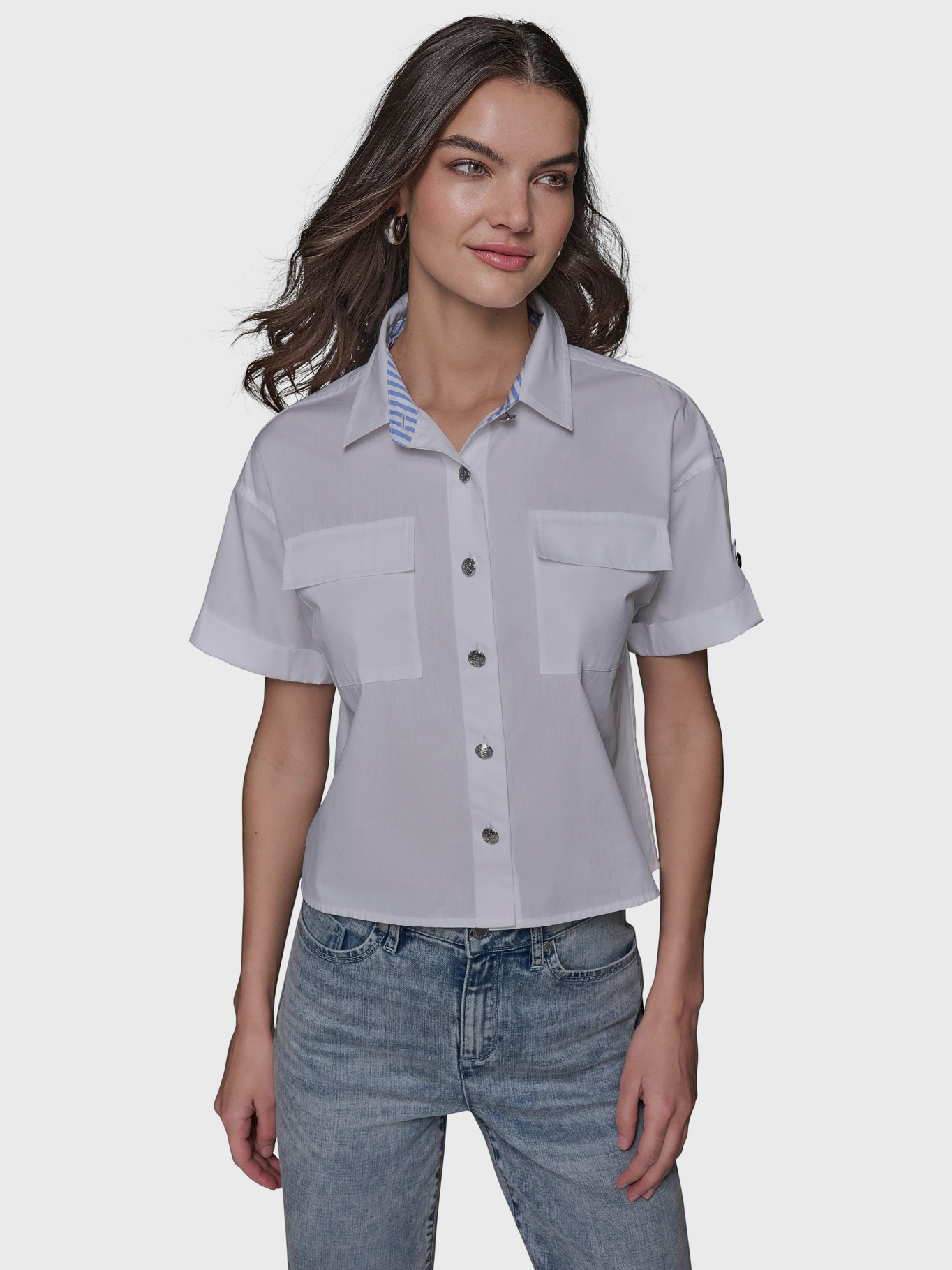 CAMISA CROP DE POPELINA - 1