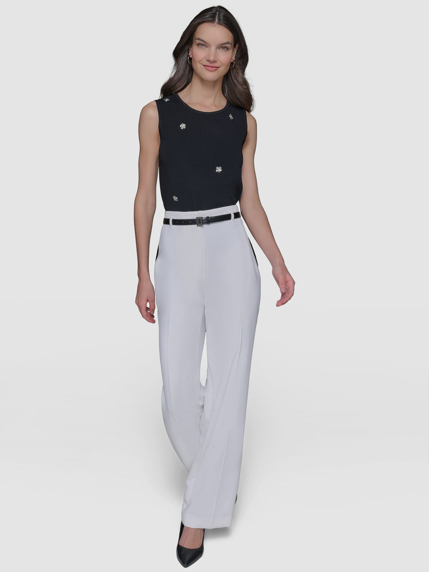 PANTALON DE PIERNA ANCHA CON DETALLES EN CONTRASTE - 2