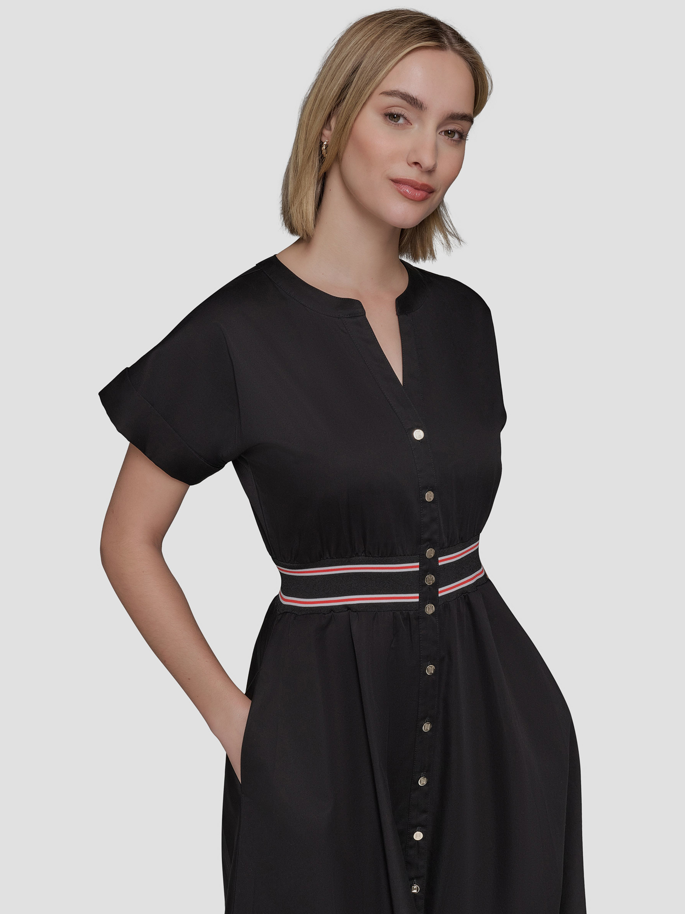 VESTIDO DE POPELINA CON DETALLE DE CINTURA - 5