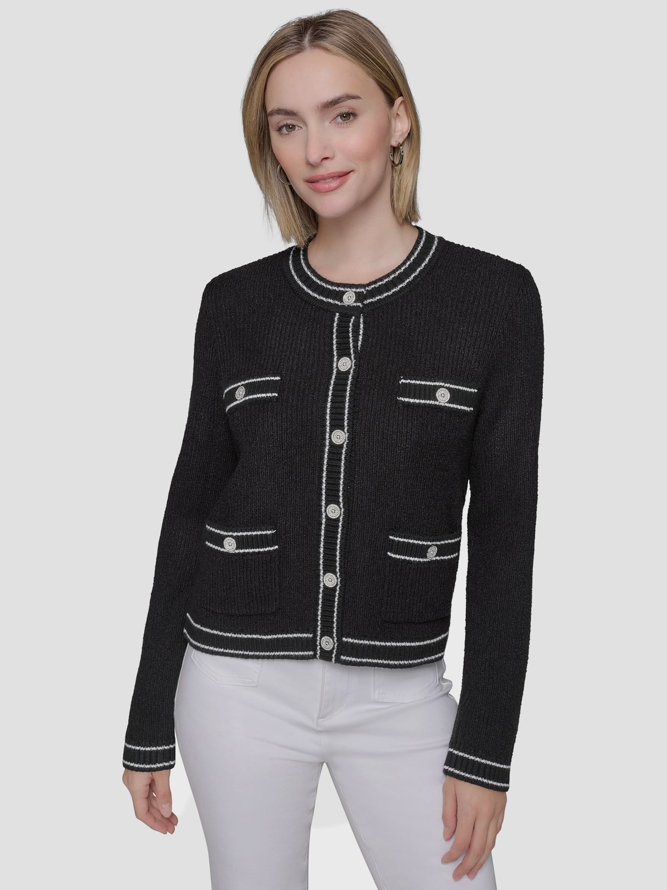 SWEATER MARLED DE MULTIPLES BOLSILLOS - 1
