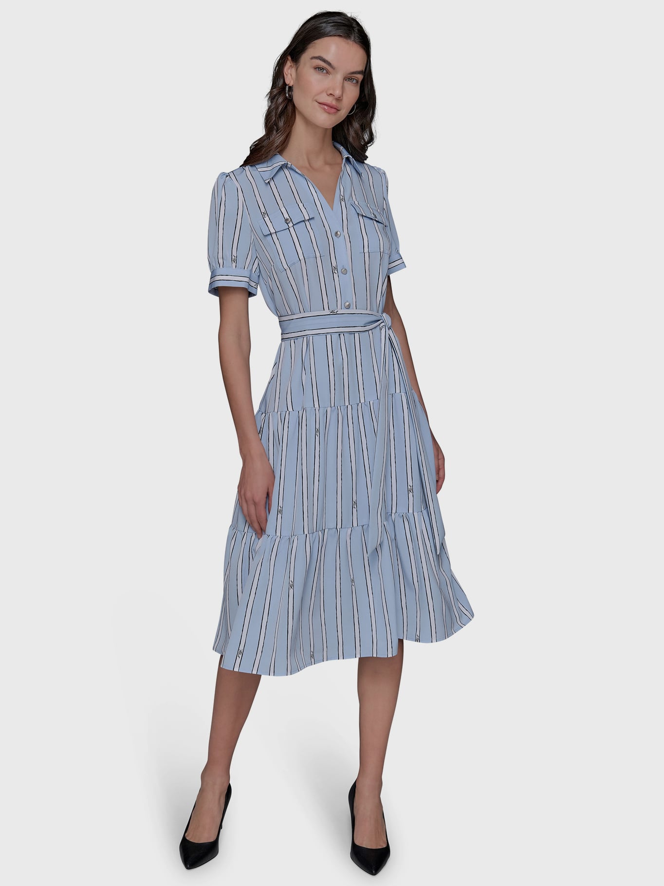 VESTIDO MIDI CON ESTAMPADO DE RAYAS - 2