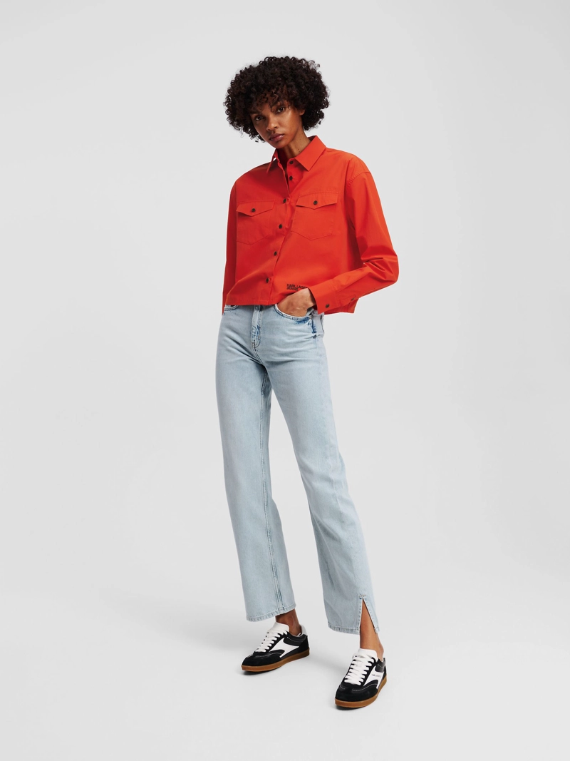 JEANS RECTO DE TALLE ALTO CON BAJO DIVIDIDO - 1
