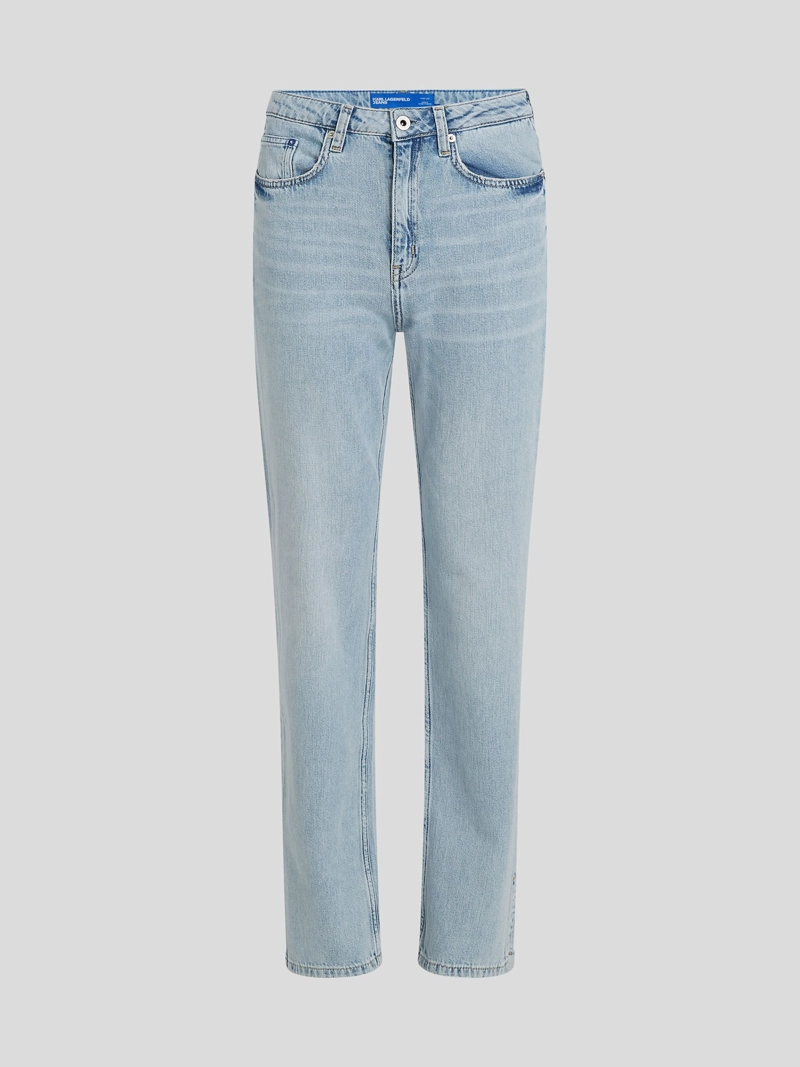 JEANS RECTO DE TALLE ALTO CON BAJO DIVIDIDO - 5