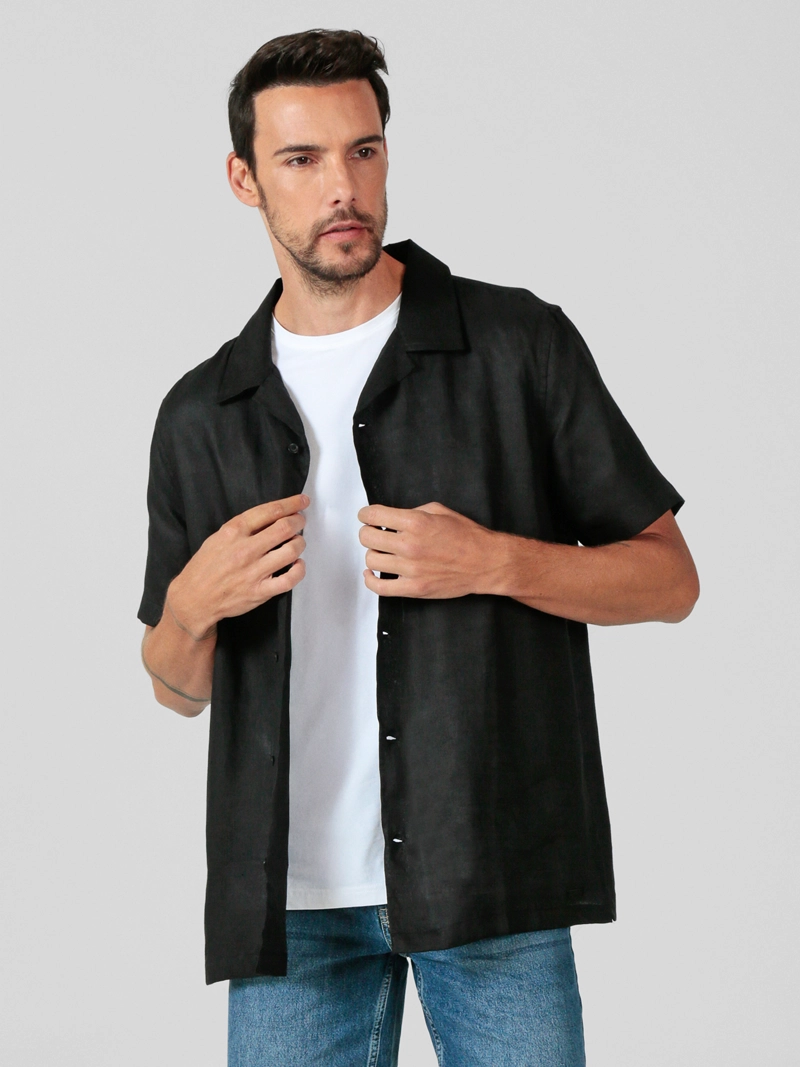 CAMISA DE LINO DE MANGA CORTA - 1