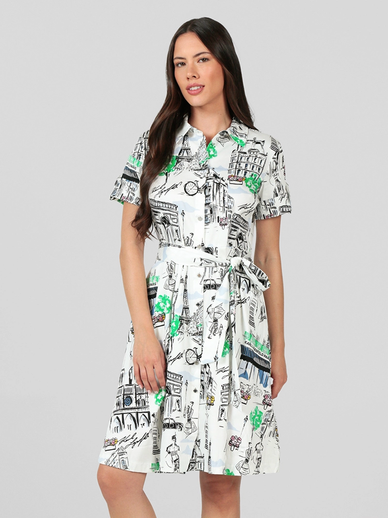 VESTIDO TIPO CAMISA CON ESTAMPADO - 1