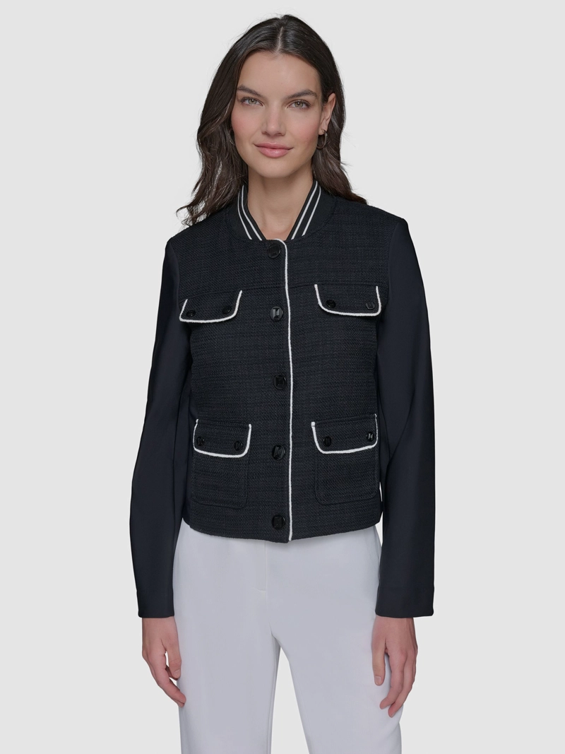 CHAQUETA DE TWEED CON MULTIPLES BOLSILLOS - 1