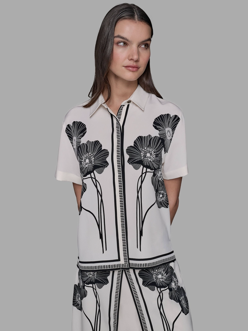 CAMISA MANGA CORTA CON ESTAMPADO FLORAL - 1