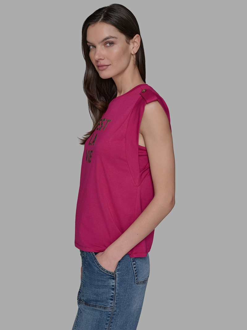POLERA SIN MANGAS CON ESTAMPADO C EST LA VIE - 4