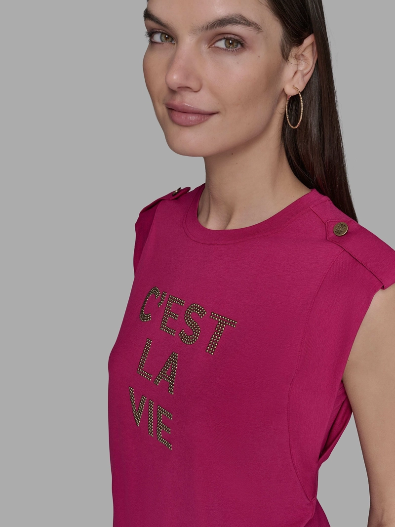 POLERA SIN MANGAS CON ESTAMPADO C EST LA VIE - 5