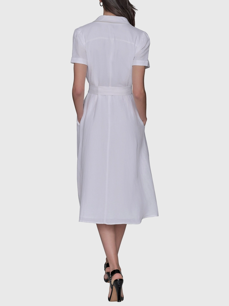 VESTIDO MIDI CON FALSO ESCOTE CRUZADO - 3