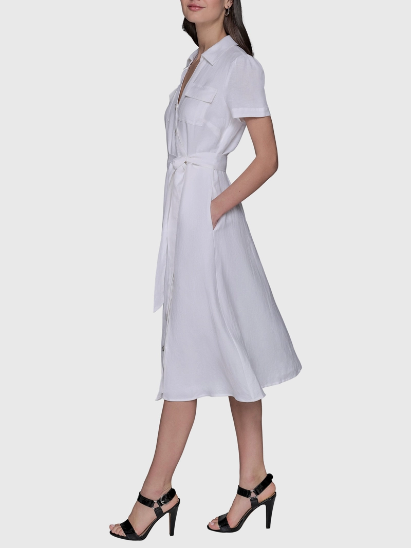 VESTIDO MIDI CON FALSO ESCOTE CRUZADO - 4