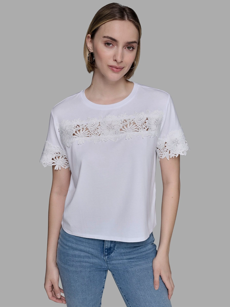 POLERA DE PUNTO CON DETALLE DE ENCAJE - 1