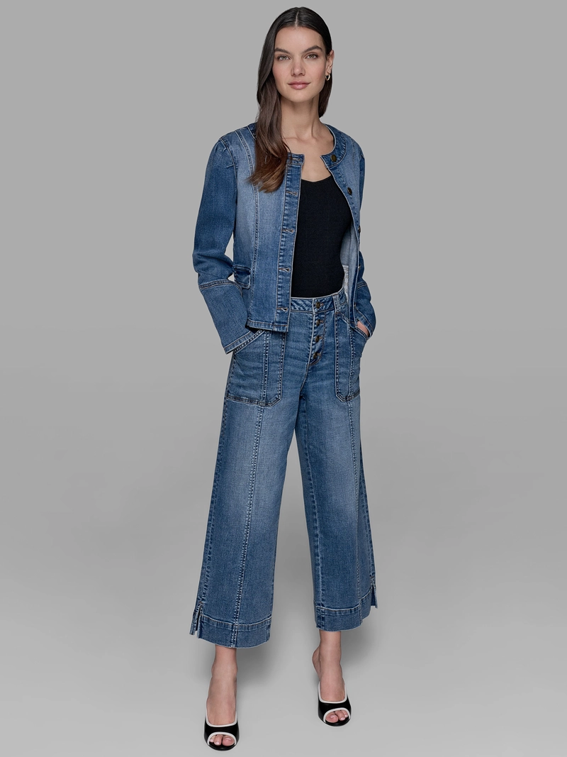 CHAQUETA DENIM CON CUELLO REDONDO - 2