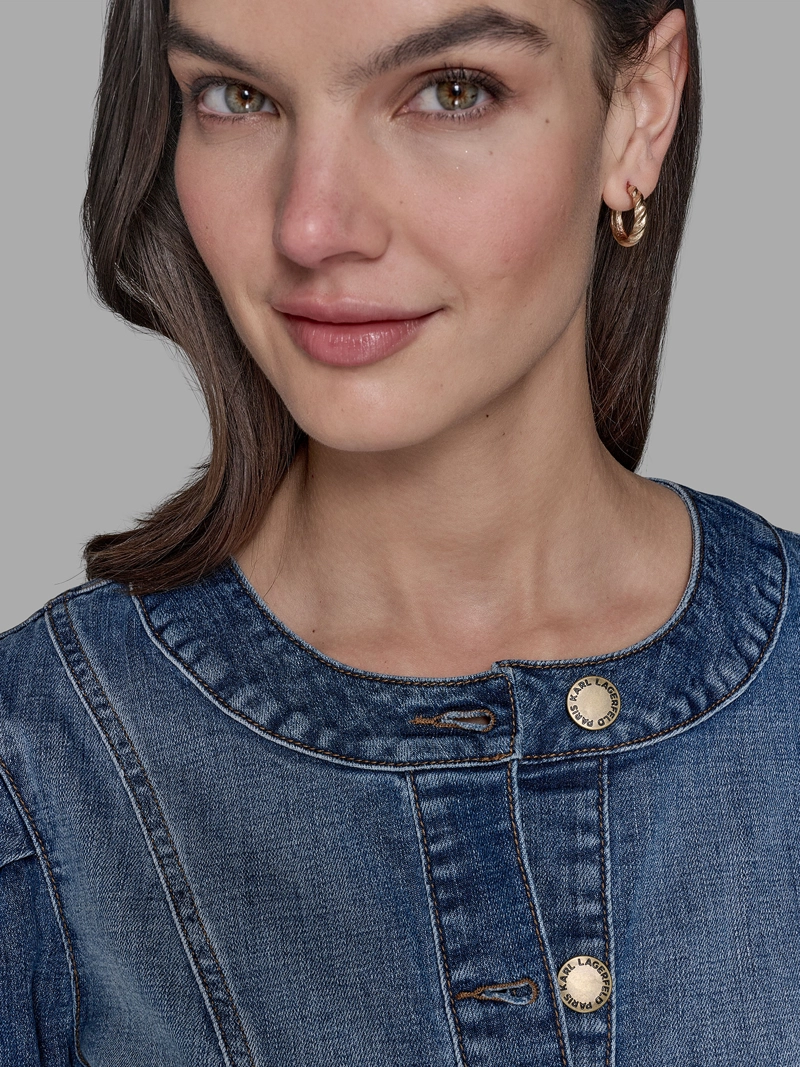 CHAQUETA DENIM CON CUELLO REDONDO - 4