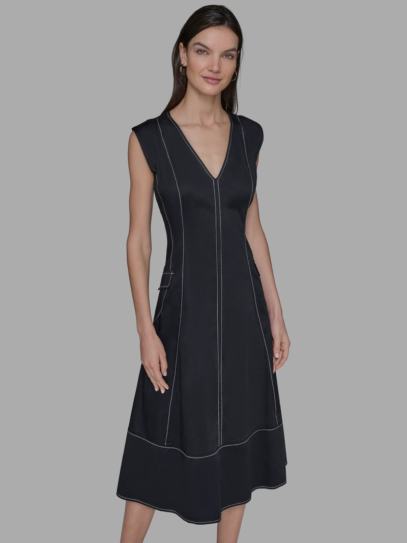 VESTIDO MIDI DE MANGA CORTA - 1