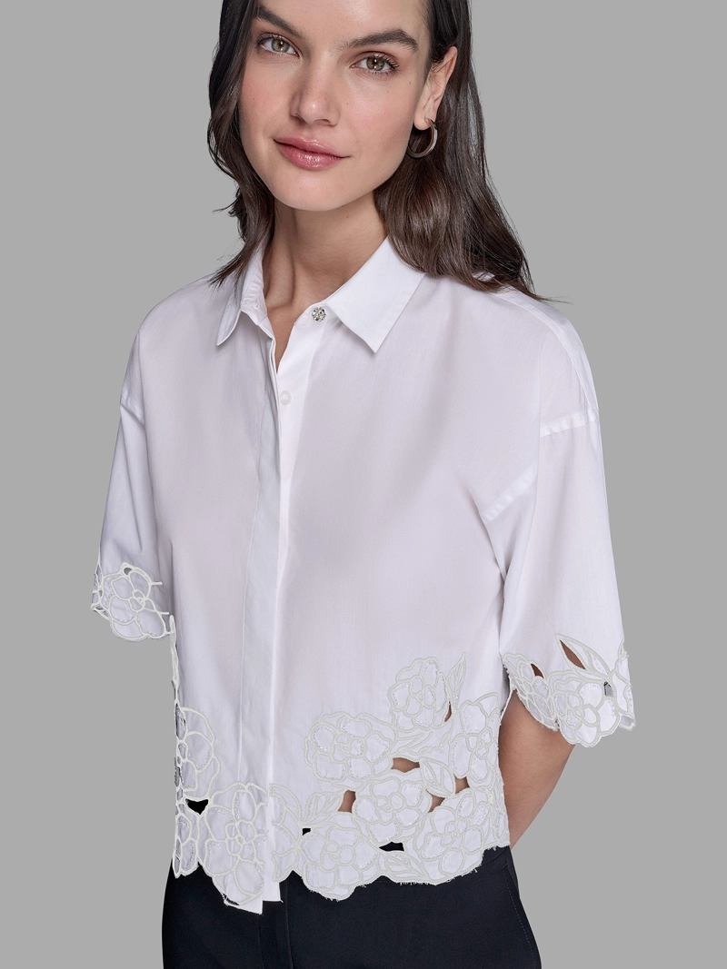 CAMISA CON DISEÑO DE RECORTE FLORAL - 5