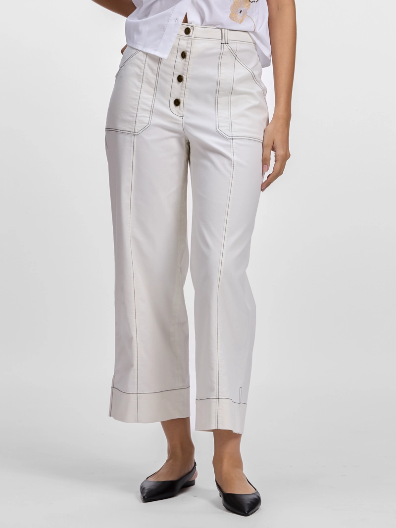 PANTALON DE PIERNA ANCHA Y TALLE ALTO - 1
