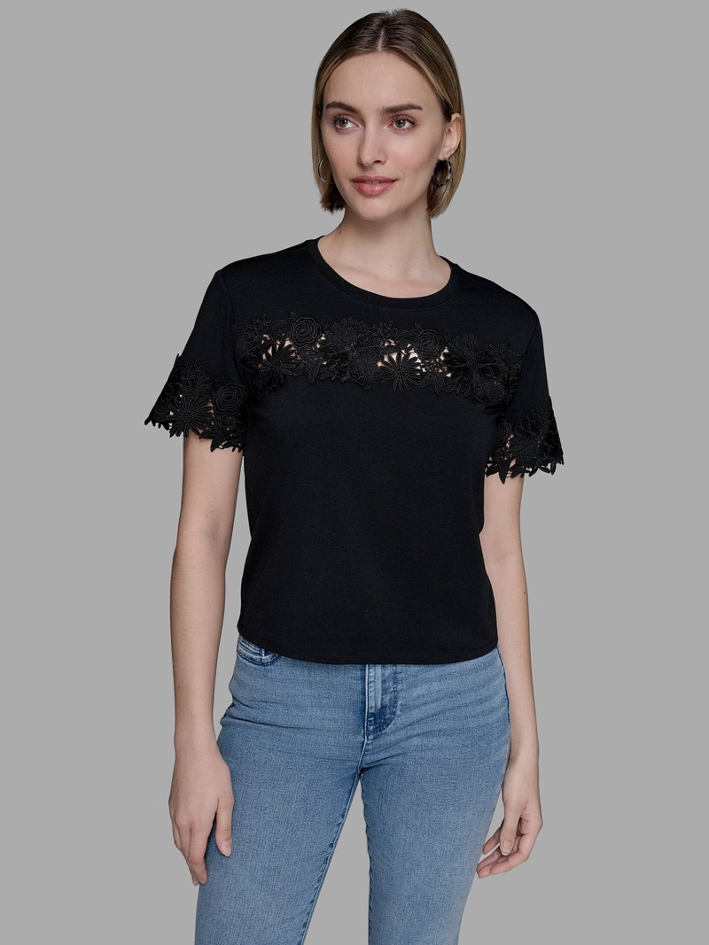 POLERA DE PUNTO CON DETALLE DE ENCAJE - 1