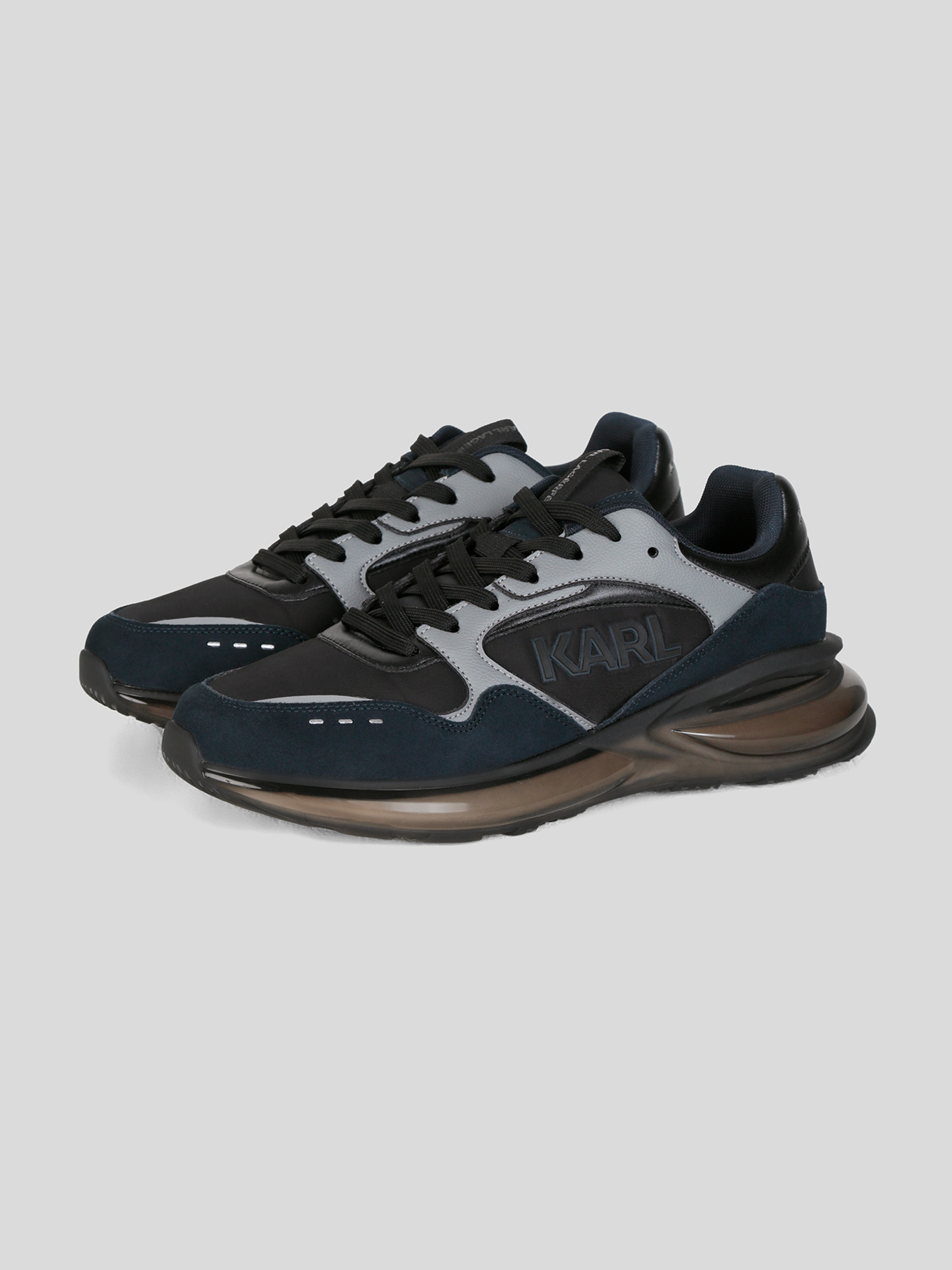 ZAPATILLAS RUNNER DE NAILON Y CUERO CON LOGO KARL - 1