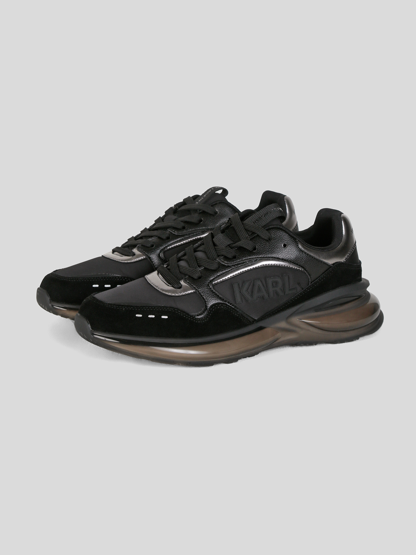 ZAPATILLAS RUNNER DE NAILON Y CUERO CON LOGO KARL - 1