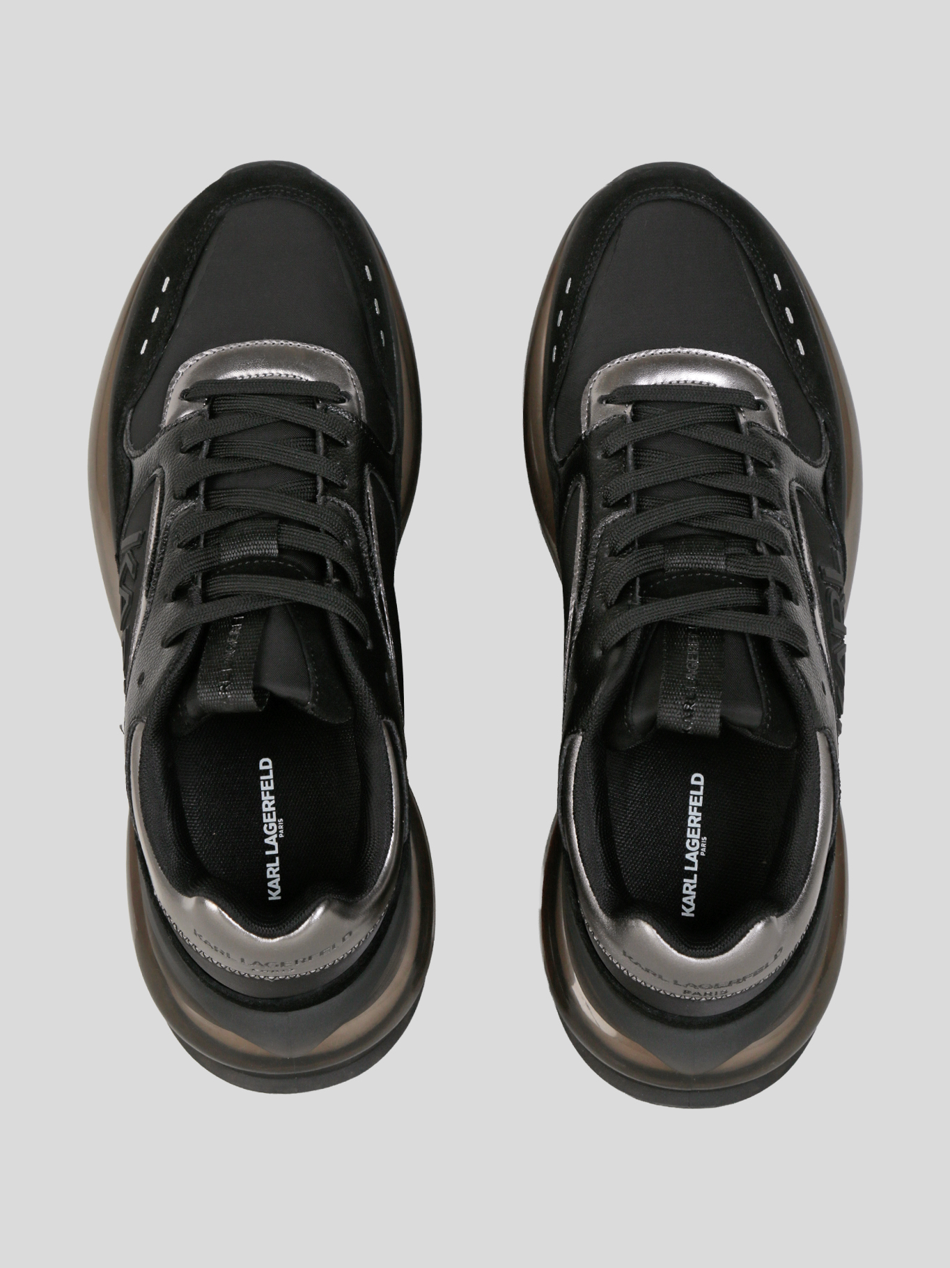 ZAPATILLAS RUNNER DE NAILON Y CUERO CON LOGO KARL - 4