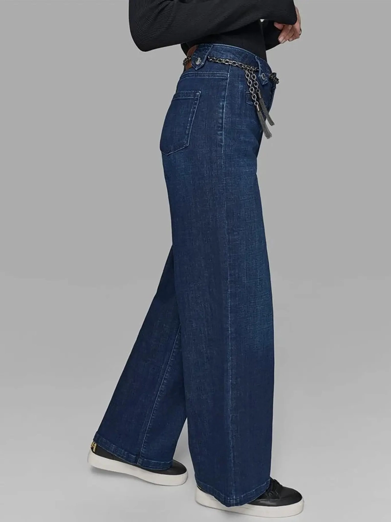 JEANS RECTOS ACAMPANADOS CON CINTURON DE CADENA - 5